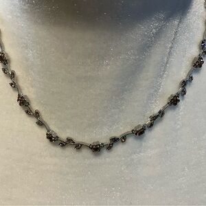 Topaz Crystal Flower Vine Necklace. Women Jewelry